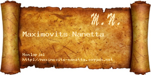 Maximovits Nanetta névjegykártya